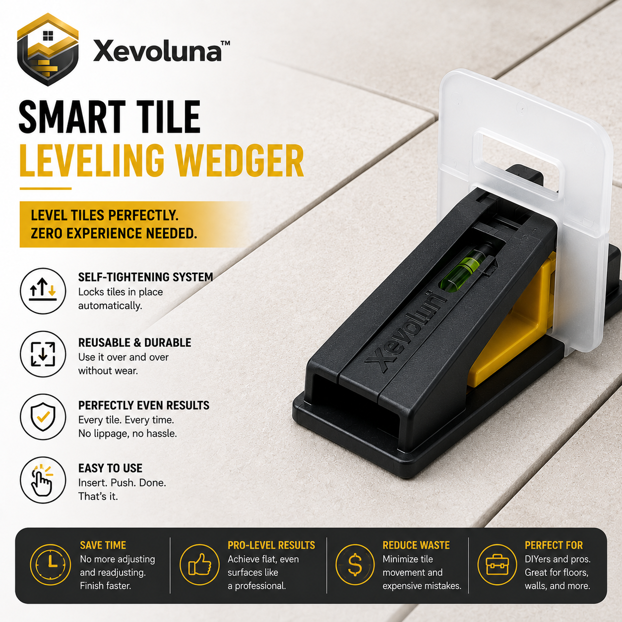 Xevoluna™ LevelSync Pro – Smart Tile Leveling Wedger