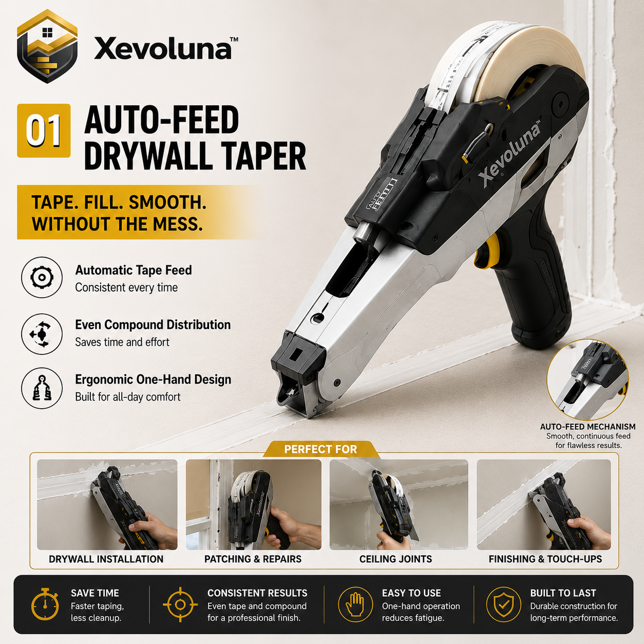 Xevoluna™ AutoFeed Pro – Precision Drywall Taper