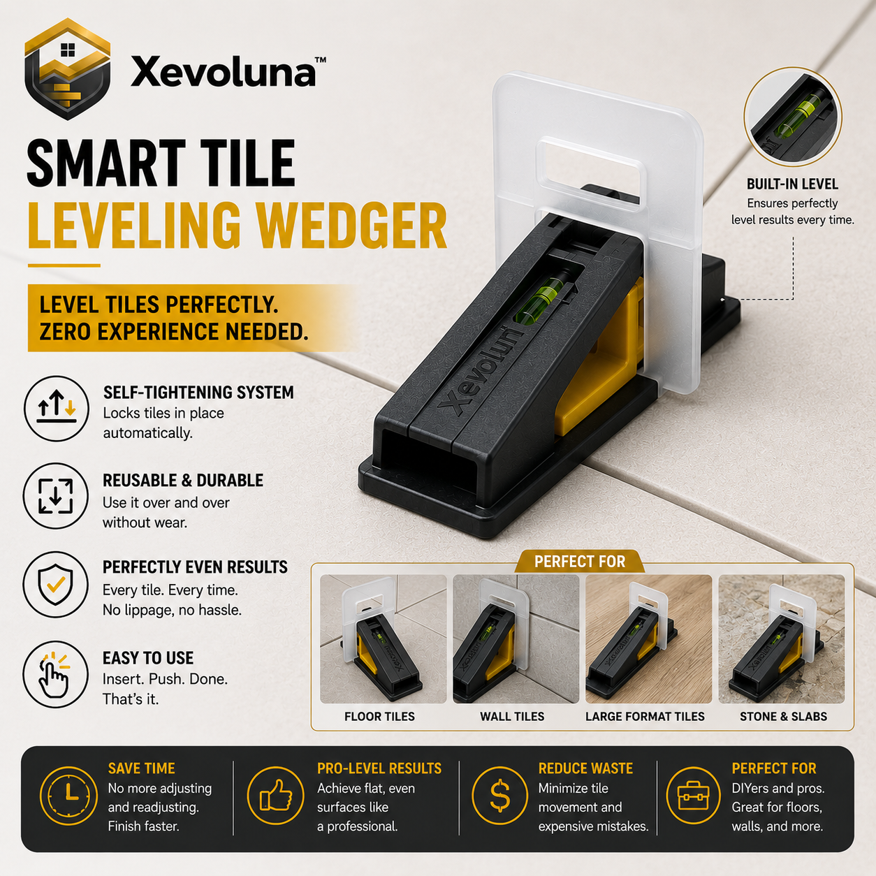 Xevoluna™ LevelSync Pro – Smart Tile Leveling Wedger
